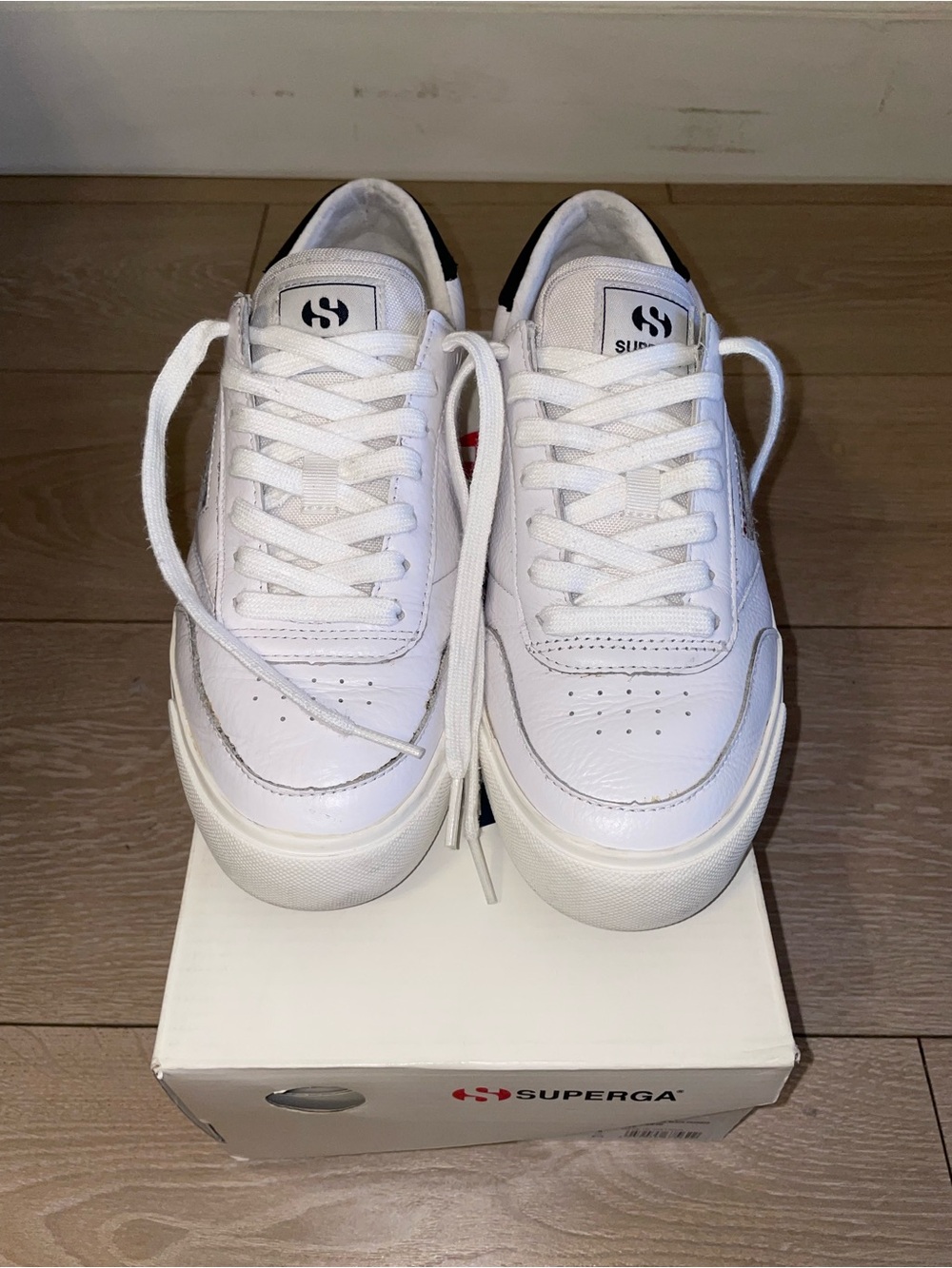 Superga Women’s White Low-Top Leather Sneakers